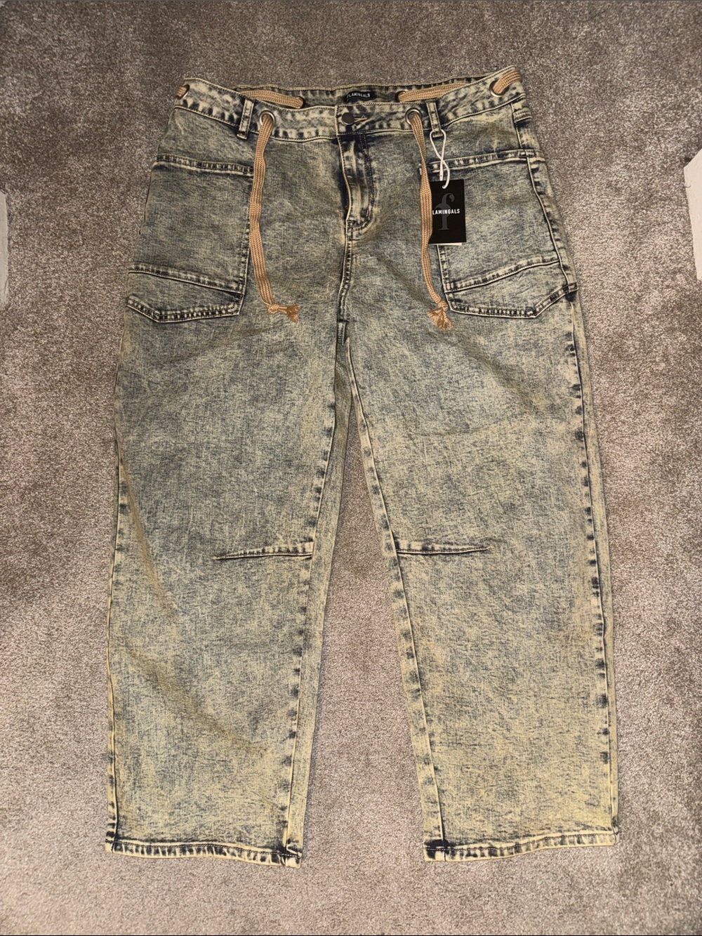 FLAMINGALS Relaxed Women's Jeans in Acid-Washed Blue -